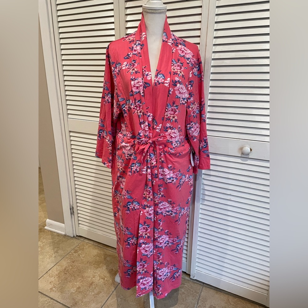 New Gownies Amelia Post Op Surgery Recovery Postpartum Robe Pink Floral Sz 2x 3x